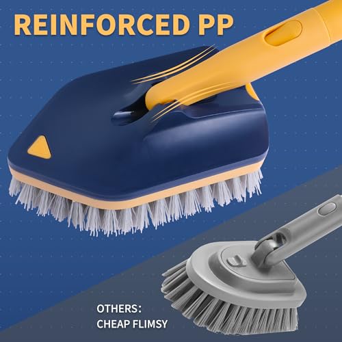 BOOMJOY Tub Scrubber with Long Handle, 58" Extendable 3 in 1 Tub Cleaner Brush with Long Handle, No Scratch Shower Cleaning Brush for Bathtub, Bathroom Ceilings, Toilet, Kitchen, Floor - color: Blue