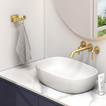 Angle Simple Double Towel Hook Brushed Dark Gold, Bath Robe Holder, 2 Pack | SUS304 Stainless Steel Coat Hook for Bathroom Kitchen Hotel RV, Screw Wall Mount - color: Brushed Dark Gold, size: 2 Pack