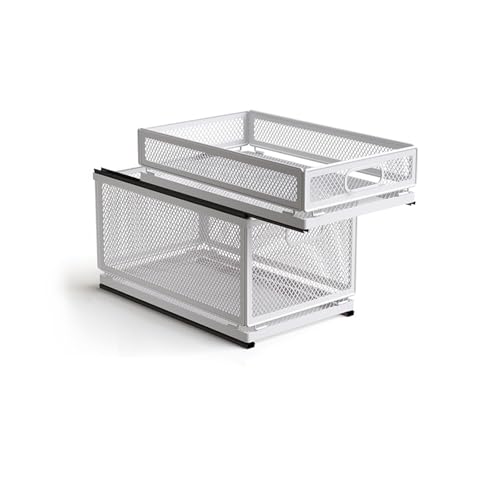 Pull Out Cabinet Organizer, Slide Out Drawers Fixed with Adhesive Nano Film, Pantry Shelves Sliding Drawer Storage Organization for Kitchen (Double Layer 19.7 * 13.8 * 12.6inch/50 * 35 * 32cm) - size: 19.7*13.8*12.6inch/50*35*32cm