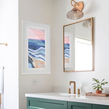 Concealed Medicine Cabinet 14×24 Recessed, Picture Frame Medicine Cabinet, Farmhouse White Wood Frame, 3 Shelves, 100% Handmade, Fully Assembled Wall Niche Insert For Bathroom,Bedroom,Hallway(White) - color: Moonlighter(14×24)