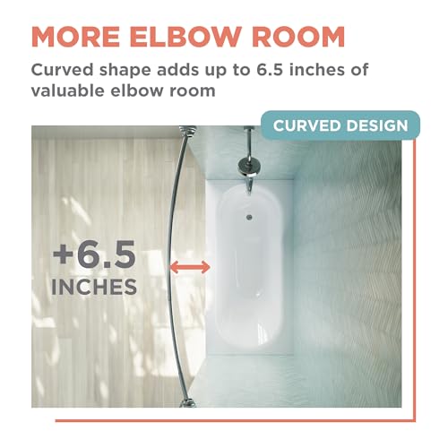 Zenna Home Curved Shower Curtain Rod, No Drill, 50-72 Inch Adjustable Tension Shower Rod for Bathroom, Rustproof, Non-Slip, Adds Room in Shower, Chrome - color: Chrome