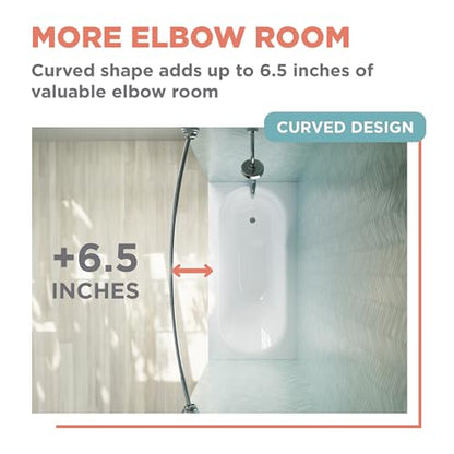 Zenna Home Curved Shower Curtain Rod, No Drill, 50-72 Inch Adjustable Tension Shower Rod for Bathroom, Rustproof, Non-Slip, Adds Room in Shower, Chrome - color: Chrome