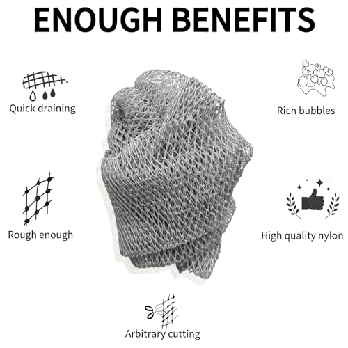 SPMKTBOZAI African Net Sponge Authentic, Exfoliating Net for Body Back | African Net Sponge with Knots| Long Stretch Net Sponge| African Net for Sensitive Skin| Durable & Quick Dry| Daily Use| Grey - color: Grey