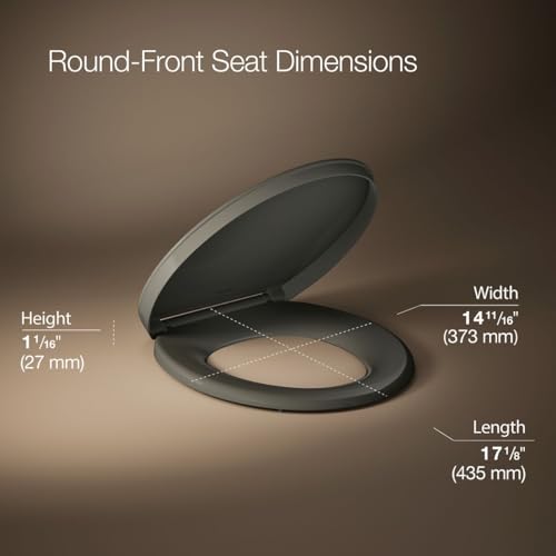 KOHLER K-26802-58 Impro ReadyLatch Quiet Close Round Toilet Seat, Soft Close Lid, Compatible with Round Toilets, Thunder Grey (Pack of 2) - color: Thunder Gray, size: Round (Pack of 2)
