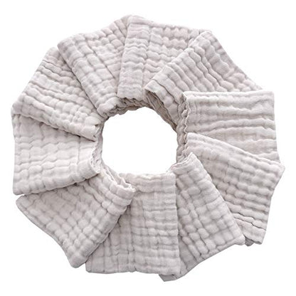 Baby Washcloths - Natural Cotton Baby Wipes - Soft Newborn Face Towel for Sensitive Skin - 10 Pack, 12x12 inches - color: Grey