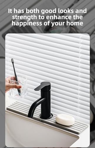 Bathroom Sink Drying Pad with Water Faucet Holder, Quick-Dry Diatomite Mat, Kitchen Counter Organizer (Black) - color: Black
