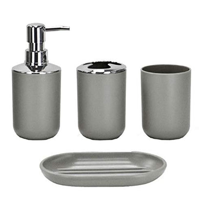 4pcs Bathroom Accessories Set, Toothbrush Holder Tooth Mug Soap Dish Liquid Bottle Bathroom Set Shower Countertop Vanity Organizer(Black) - color: Black
