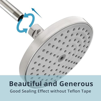 Straight Shower Arm with Flange, Ceiling Mount 3 Inches Rain Shower Head Arm Extension Replacement with Anti-Scratch Escutcheon Plate, DOLGABA Brushed Nickel - color: Round Brushed Nickel 3 Inch