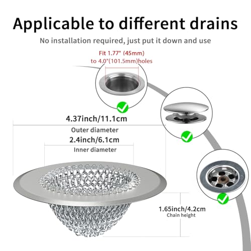 TRAPMATE Hair Catcher Shower Drain, Prevent Clogging Bathtub Drain Hair Catcher, Easy Clean 304 Stainless Steel Shower Drain Cover Protector for Bathroom Regular & Pop-up Drain (Light Gray) - color: Light Gray