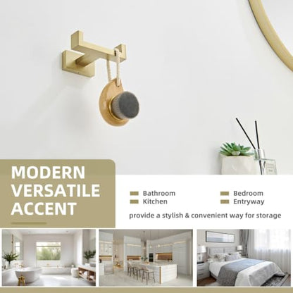 Angle Simple Double Towel Hook Brushed Gold, Bathroom Robe Holder for Wall | SUS304 Stainless Steel, Heavy Duty Dual Coat Hook, Hand Towel Hanger Screw Wall Mount - color: Brushed Gold, size: 1 Pack
