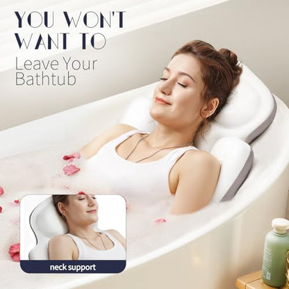 Full Body Bath Pillow for Tub, Thick Bathtub Cushion Mat with Neck, Back & Lumbar Support - Luxury Spa Bathroom Accessories, White 56“ - size: 56“