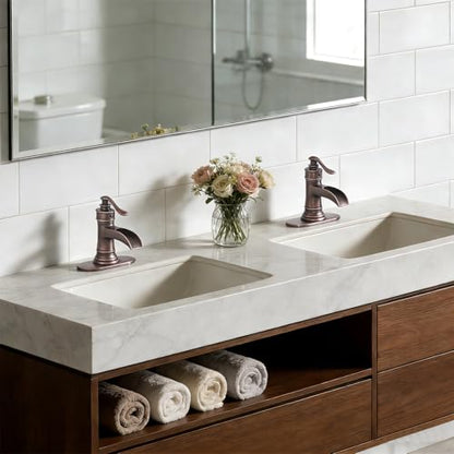 Bathroom Sink Faucet Waterfall Bath Faucets with Pop Up Drain Stopper | Antique Copper,Single Handle Single Hole, Commercial Rustic Farmhouse Vanity Sink,with Supply Lines Hose By Bathfinesse - color: Copper