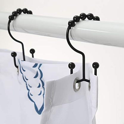 Shower Curtain Hooks, Goowin Shower Curtain Rings, Stainless Steel Black Shower Curtain Hooks, Shower Curtain Rings Rust Proof, Free Sliding Double Shower Hooks for Shower Curtain & Liners (Black) - color: Black