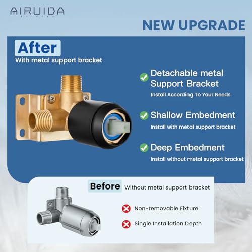 Airuida Shower Faucet Set,8 Inch Shower Valve Kit,Matte Black | Male Threads,Rough-in Valve Shower Trim Kit,Single Handle Control Shower Set - color: Matte Black, size: 8 Inch