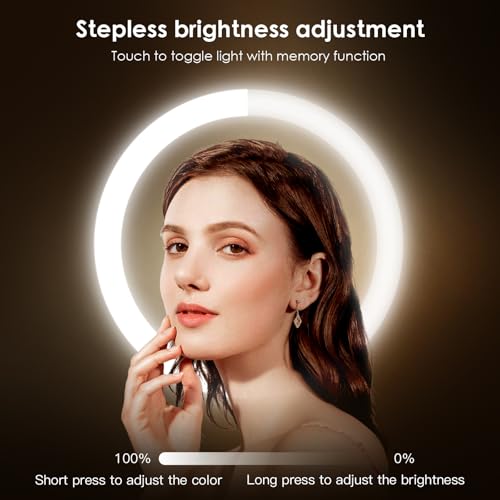 MNIENT Wall Mounted Lighted Makeup Mirror, 1x/10x Rechargeable Magnifying | 3 Colors, Adjustable Brightness Mirror, Double-Sided, 360° Rotation Foldable Led Vanity Mirror with Lights