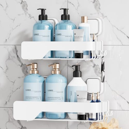 TAILI Shower Caddy Suction Cup Rustproof Metal Shower Shelves White 2pack | Rustproof,No Drilling Wall Mounted Basket, Upgraded Removable Suction Cup Bathroom Organizer Heavy Duty Shampoo - color: White 2pack