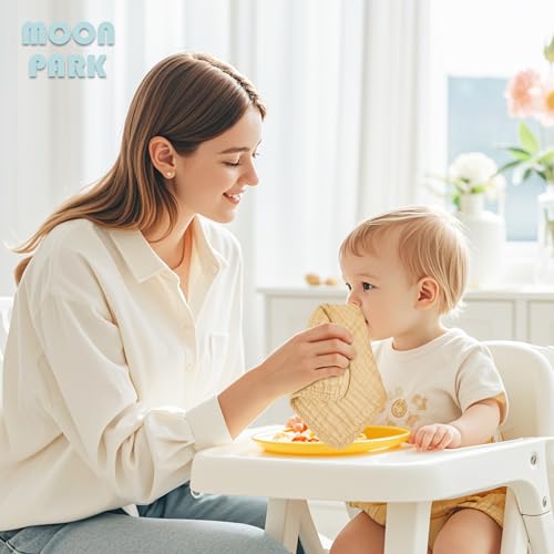 MOON PARK Baby Washcloths, 12 Pack - 12x12 Inches, Small Burp Cloths and Baby Wipes - 100% Cotton Muslin Ultra Soft for Newborn, Infant and Toddlers - Brown - color: Brown