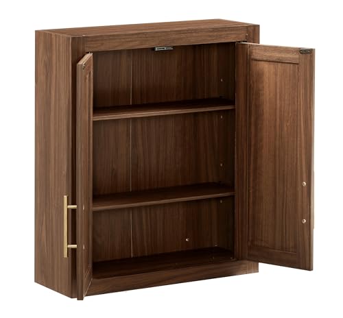 Crosley Furniture Savannah Wall Mounted Bathroom Storage Medicine Cabinet with Shelves, Walnut - color: Walnut, style: Wall Cabinet