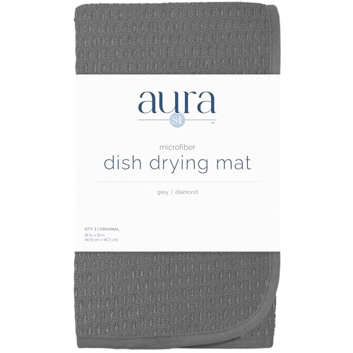 S&T INC. Dish Drying Mat, 16" x 18", Large, Diamond Texture, Grey | Absorbent Microfiber, Kitchen Counter Mat for Dishes, Utensils, Pots and Pans, Machine Washable - size: 16" x 18"