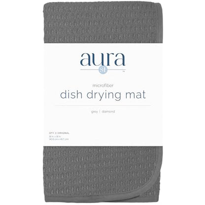 S&T INC. Dish Drying Mat, 16" x 18", Large, Diamond Texture, Grey | Absorbent Microfiber, Kitchen Counter Mat for Dishes, Utensils, Pots and Pans, Machine Washable - size: 16" x 18"