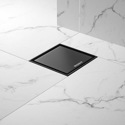 Square Shower Drain, 304 Stainless Steel Floor Drain 6" | with Tiled Insert Grate & Hair Strainer, Bathroom 2-in-1 Tiled in Drain, CUPC Certified - color: Matte Black, size: 6''