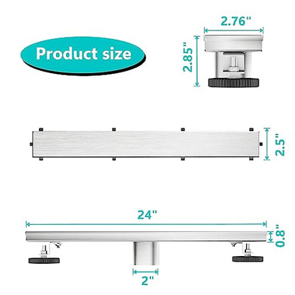 Neodrain 24" Brushed Linear Shower Drain,2-in-1 Flat& Tile Insert Cover | 304 Stainless Steel,Fast Drainage, Durable,Rectangle Shower Floor Drain with Adjustable Feet,Hair Strainer,Fits Bathrooms - color: Stainless Steel, size: 24 In