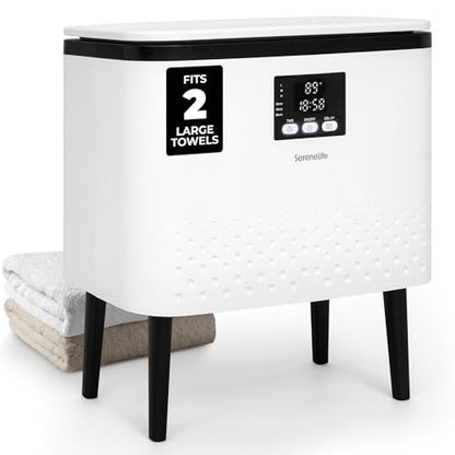 SereneLife Rectangular Towel Warmer Bucket – 20L Large Capacity Hot Towel Warmer for Bathroom, Stainless Steel Tub, One-Touch Operation, Auto Shut-Off, Fits 2 Towels or Blanket, Black - color: Black