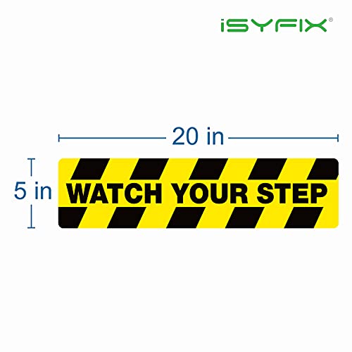 iSYFIX Watch Your Step Floor Decals Stickers, 6 Pack, 20x5 Inch | Premium Self-Adhesive Vinyl, Laminated Anti-Slip, Water Resistance, Indoor & Outdoor - size: 20x5 inch