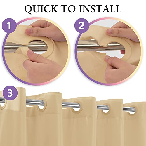 River Dream Extra Long Shower Curtain No Hooks or Liner Needed, Beige | Soft Microfiber, 84" Long Fabric Shower Curtain Set Waterproof, Bottom Magnets, Machine Washable, 71W x 86H(84H) - color: Beige, size: 71"W x 86"L (Pack of 1)