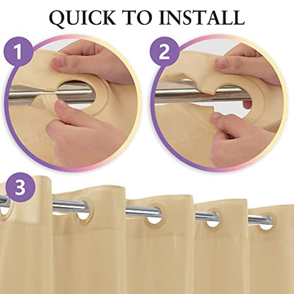 River Dream Extra Long Shower Curtain No Hooks or Liner Needed, Beige | Soft Microfiber, 84" Long Fabric Shower Curtain Set Waterproof, Bottom Magnets, Machine Washable, 71W x 86H(84H) - color: Beige, size: 71"W x 86"L (Pack of 1)