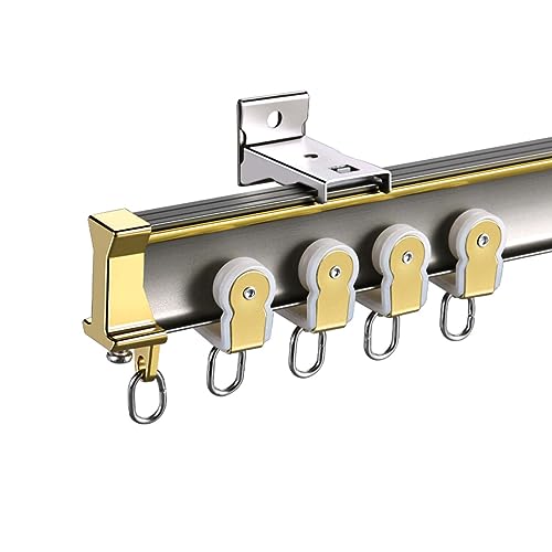 Flexible Bendable Curved Curtain Track, Ceiling/Wall Mount, Room Divider Curtain Rod, for L U Shape/Bay Window/Shower (Color : Champagne Wall Mount, Size : 3m/9.8ft) - color: Champagne Wall Mount, size: 3m/9.8ft