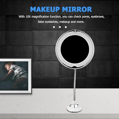 ARTIBETTER 10x Magnifying Makeup Mirror with LED Light and Strong Suction Cup, 8-inch Bathroom Vanity Mirror for Personal Care and Cosmetics Application
