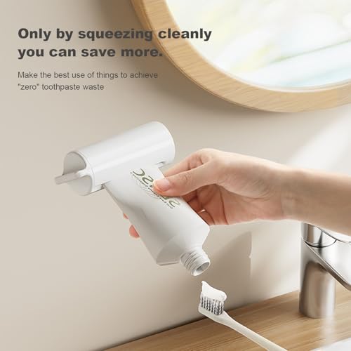 ROOM127 Wall Mounted Toothbrush Holder Set with Toothpaste Dispenser, Gray | 3-Piece Set with 2 Covered Holders, Automatic Toothpaste Squeezer and Ventilated Storage for Manual or Electric Brushes - color: Gray