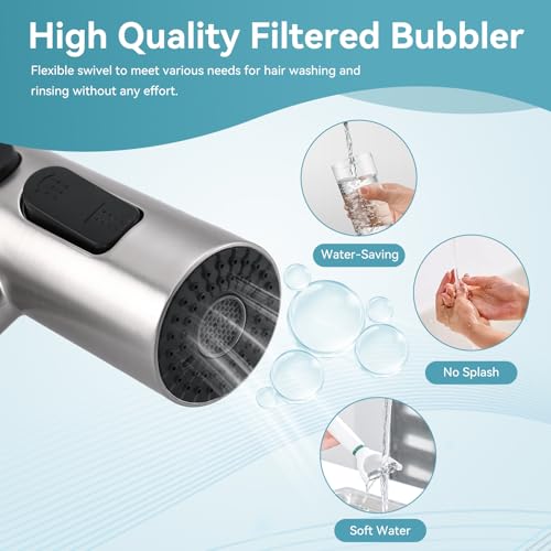 1080°Rotatable Bathroom Vanity Faucet 1 Hole, Height Adjustable Single Handle Sink Faucet Bathroom with 3 Water Outlet Modes - color: Nickel-2