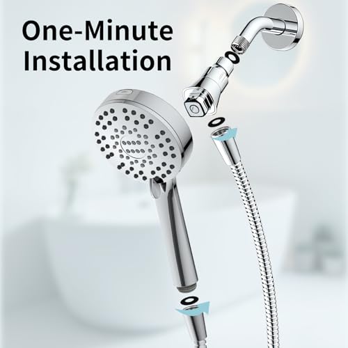 Magnetic Shower Head with Handheld Sprayer, High Pressure Handheld Shower Head with 6 Spray Modes, Chrome Finish - color: Chrome