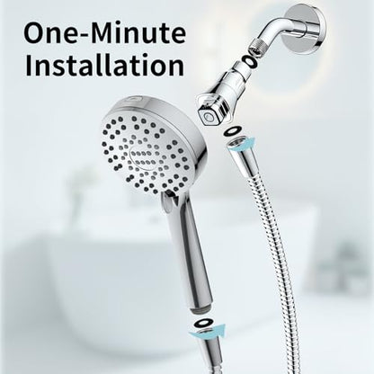 Magnetic Shower Head with Handheld Sprayer, High Pressure Handheld Shower Head with 6 Spray Modes, Chrome Finish - color: Chrome