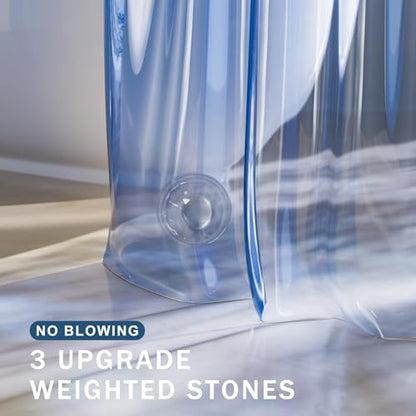 AmazerBath Shower Curtain Liner, 100% EVA Soft Clear Blue Heavy Duty Shower Curtain and Liner 2-in-1, 72x72 Luxury Plastic Weighted Bathroom Shower Liner, 12 Rustproof Grommets & 3 Heavyweight Stones - color: Rainbow Oceanic, size: 72"W x 72"L (Pack of 1)