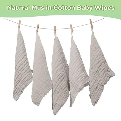 20 Pcs Baby Muslin Washcloth 12 x 12 Inch 100% Cotton Soft and Absorbent Muslin Washcloth Burp Cloth Wipe Newborn Face Towel for Baby Boy Girl Sensitive Skin(Gray) - color: Gray