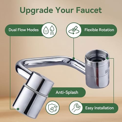 ANIS·KEBBR 1080° Rotating Faucet Extender Dual Mode Splash Proof Water Saving Aerator for Kitchen Bathroom Sink