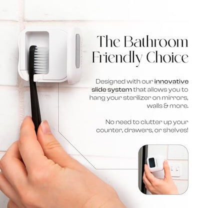 Mondano UV-C Toothbrush Sanitizer and Holder, Toothbrush Case - Manual/Electric Toothbrush Cover for Any Toothbrush Head - Rechargeable Toothbrush Travel Case, Tooth Brush Cover Cap for Home - color: Frost White