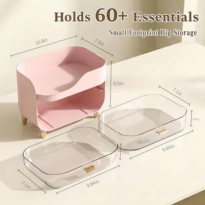 Makeup Organizer for Vanity with Large Smooth Drawers Extra Large Skincare Organizer for Bathroom Countertop and Dresser, Crystal Clear Cosmetic Storage Display Case for Beauty Products
