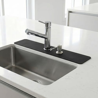 Absorbent Kitchen Sink Faucet Mat for 2-Hole 4" On-Center Faucets 30"x5.5" | Fits Sink with Soap Dispenser, Air Gap or Side Sprayer - Cuttable Drip Catcher Splash Guard for Irregular & 3, 4 Hole Sinks - size: 30"Lx5.5"W 4'' on center