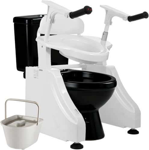 Electric Toilet Seat Lift, 3-in-1 Commode Chair Riser with Backrest, Removable Bucket & Foldable Armrest for Easy Transfer | 440 LBS Heavy-Duty, Mobility Aids for Seniors & Disabled