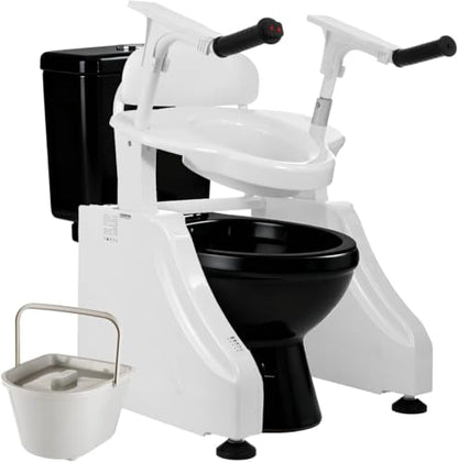 Electric Toilet Seat Lift, 3-in-1 Commode Chair Riser with Backrest, Removable Bucket & Foldable Armrest for Easy Transfer | 440 LBS Heavy-Duty, Mobility Aids for Seniors & Disabled