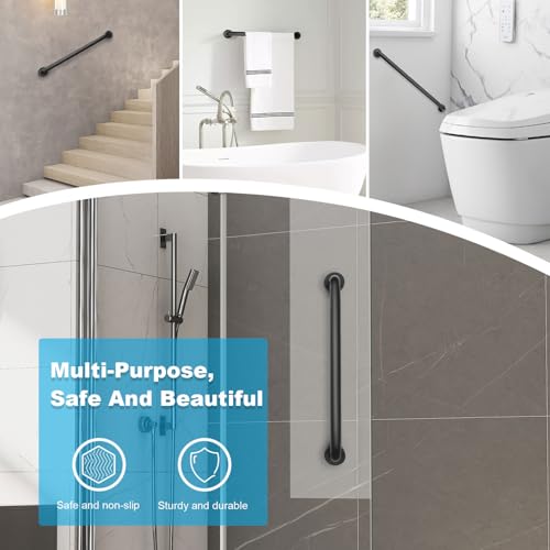 Shower Grab Bars, 2 Pack 24 Inch Heavy Duty Non-Slip Bathroom Grab Bars, 1.25" Diameter Bathroom Safety Handle for Elderly, Handicap Assist Grab Bar for Bathtub/Shower/Toilet - size: 24Inch-2Pcak