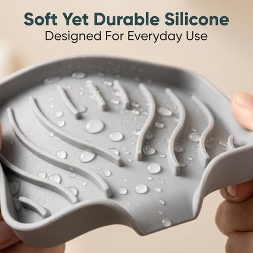 Self Draining Soap Dish with Drain Spout - Bar Soap Holder for Bathroom & Kitchen Sink - Flexible Non-Slip Silicone Soap Holder for Bar Soap, Sponge & Scrubber – 3 Pack - size: 3 Pack