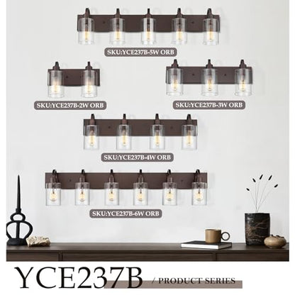 Emliviar 4-Light Bathroom Vanity Light - Farmhouse Bathroom Wall Lighting, Oil Rubbed Bronze Finish with Clear Glass, YCE237B-4W ORB - color: Oil Rubbed Bronze - Clear Glass, size: 4-Light