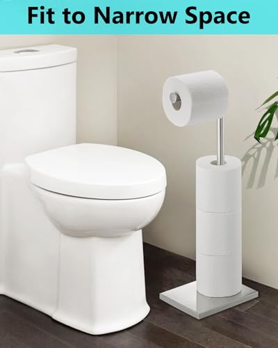 Toilet Paper Holder Stand, Free Standing Toilet Paper Holder with 4 Rolls for Bathroom, Weighted Base Toilet Paper Stand, Chrome - color: Chrome