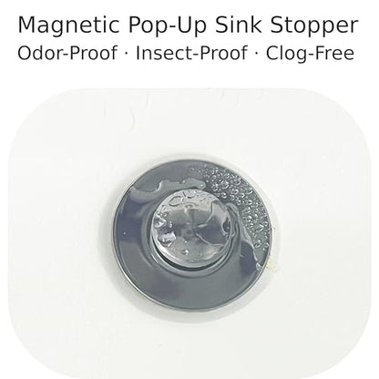 Magnetic Pop-Up Sink Drain Stopper, Universal Bathroom Drain Plug with Removable Hair Catcher, Odor-Proof & Insect-Proof, Fits 1.35–1.6 in Drain Openings (2)