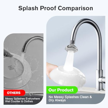 Kitchen Faucet Sprayer Attachment, Anti-Splash 3-Mode Swivel Faucet Extender with Wide Spray Area, 360° Rotating Faucet Aerator, Faucet Head Replacement for Kitchen, 55/64'' Female Thread - color: Silver